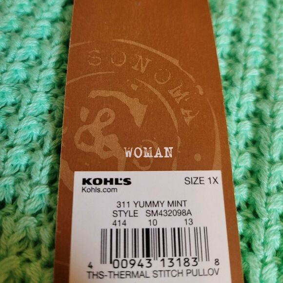 NWT Sonoma Chunky Knit Mint Sweater - Picture 8 of 9